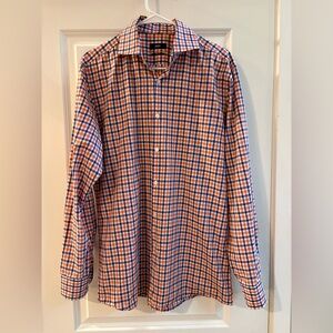 Hugo Boss Men’s Orange Plaid Button Down Shirt